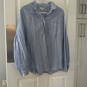 J Crew Factory blue striped button down blouse. 3X. EUC.